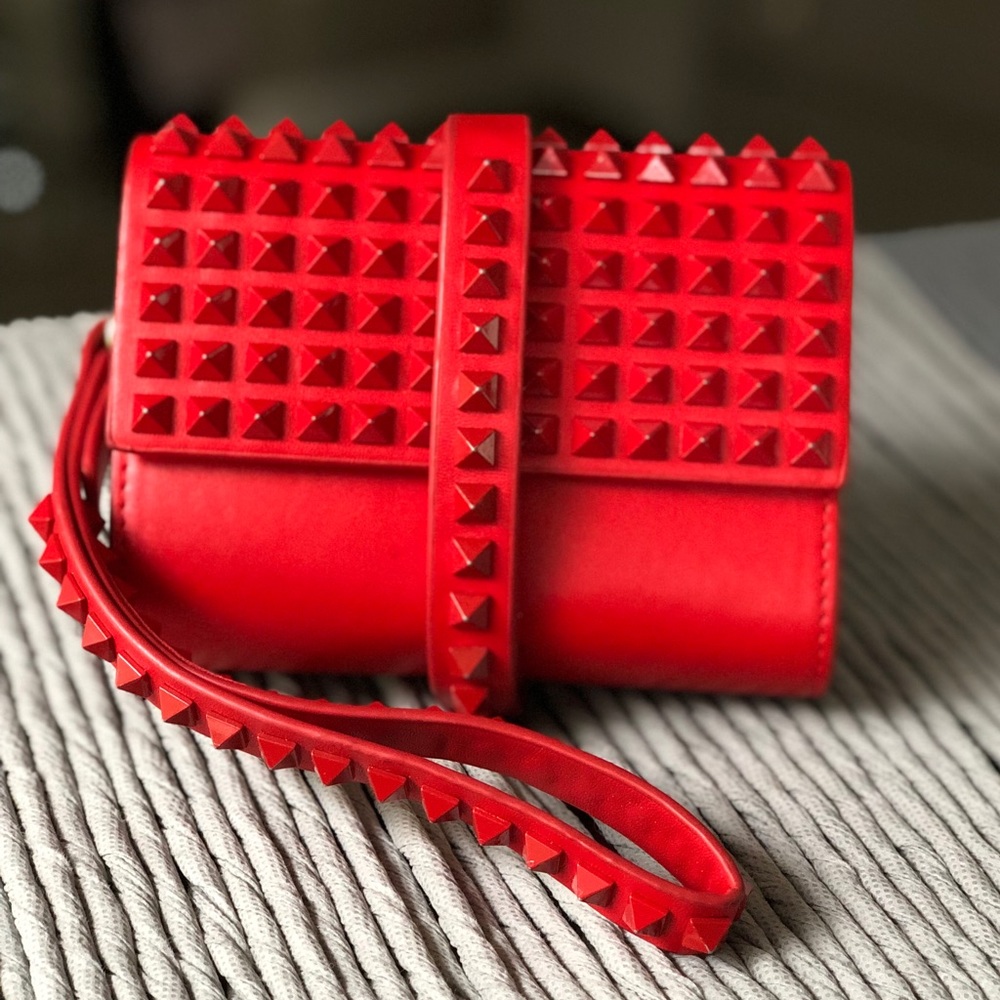 ZARA pyramid studded clutch wristlet bag